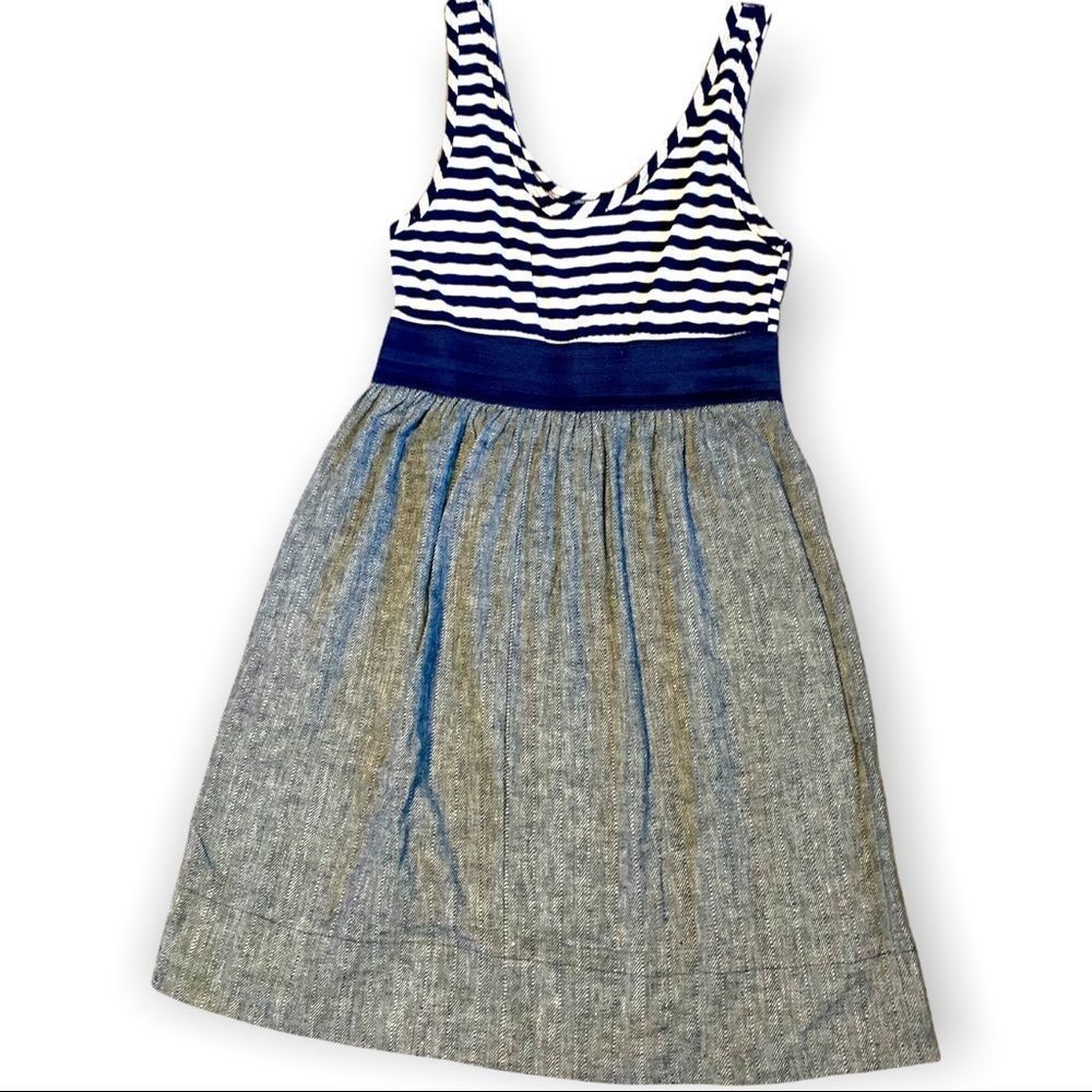 Audrey Navy/White Sleevless Mini Dress M (K-029)